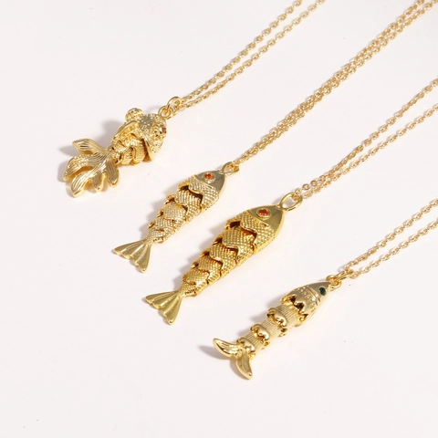 Collar Con Colgante De Pez Acero Inoxidable Chapado En Oro Vintage Koi Pez Dorado Joyas De Animales Para Mujeres Hombres