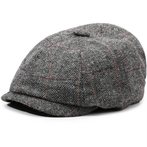 Vintage British Style Plaid Newsboy Cap For Women Men Polyester Breathable Beret Hat Retro Painter Gatsby Cabbie Flat Cap
