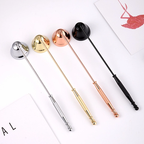 Stainless Steel Candle Snuffer Long Handle Bell Shaped Extinguish Tool Electroplated Anti-Slip Grip Modern Elegant Home Decor