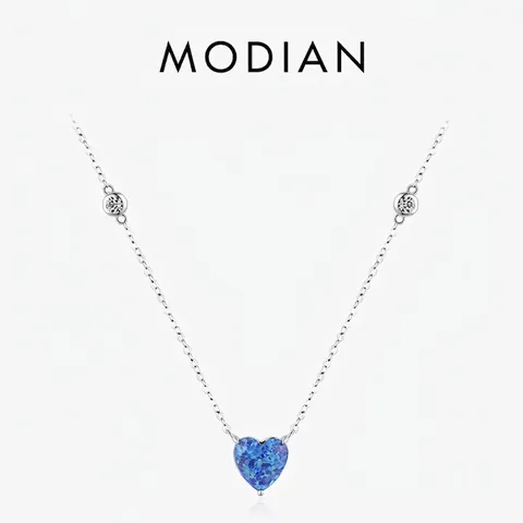 Collar De Plata De Ley 925 Con Ópalo Azul En Forma De Corazón Y Circonitas Colgante Elegante Joyería Para Mujer