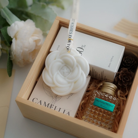 Tavoletta Di Cera Profumata A Forma Di Camelia Rosa Soia Paraffina Armadio Deodorante Ornamento Appeso Regalo Floreale