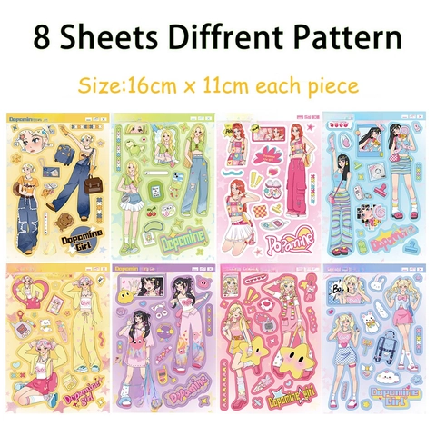 Dopamin Mädchen Stil Dekorative Aufkleber Y2K Ästhetik Cartoon Figur Wasserdicht PVC Abziehbilder Für DIY Scrapbook Handyhülle Journal Trendiges Accessoire