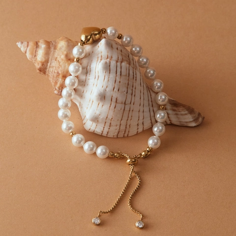 Collana E Bracciale In Künstliche Perle Di Acciaio Inossidabile Per Donne Ciondolo A Cuore Regolabile Elegante Accessorio Per Gioielli