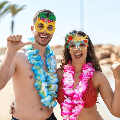Occhiali da Sole per Festa Hawaiana Tropicale Spiaggia Ananas Palma Fenicottero Tema Estivo Decorazione Festa Occhiali