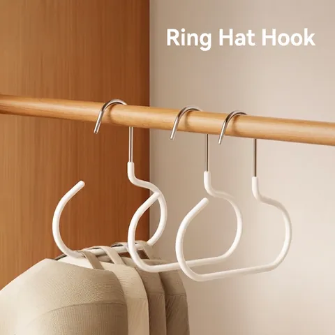 Hat Rack Hanger Wardrobe Closet Cap Organizer Carbon Steel Non Slip PVC Coating Space Saving For Bags Belts Scarf