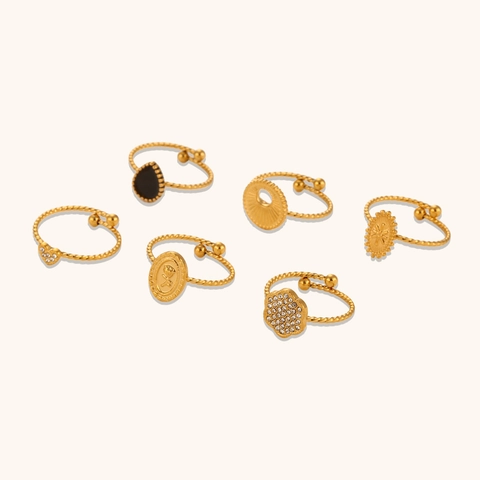 Verstelbare Kruis Hart Bloem Hanger Ring Roestvrij Staal 18K Verguld Zirkonia Touw Gedraaid Open Band Mode Sieraden Vrouwen
