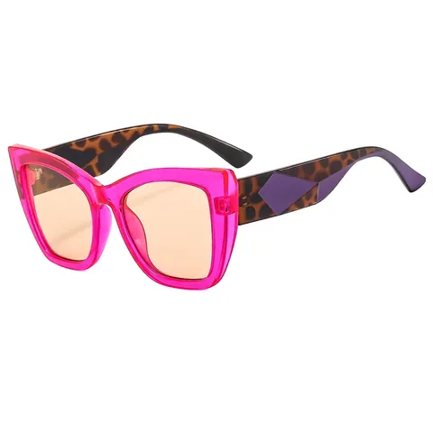 Gafas De Sol Cat Eye Mujeres Montura Mariposa PC Lentes Degradadas UV400 Retro Bloque De Color Geométrico Moda