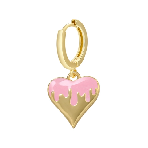Fashion Melting Enamel Heart Pendant Drop Earrings Gold Plated Copper Heart Shape Huggie Hoop Earrings For Women Jewelry Gift