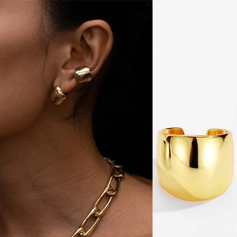 Minimalistische Unregelmäßige Hufeisen Ear Cuff Für Damen Glänzende Kupfer U-Förmige Ohrclips Ohne Piercing Schmuck