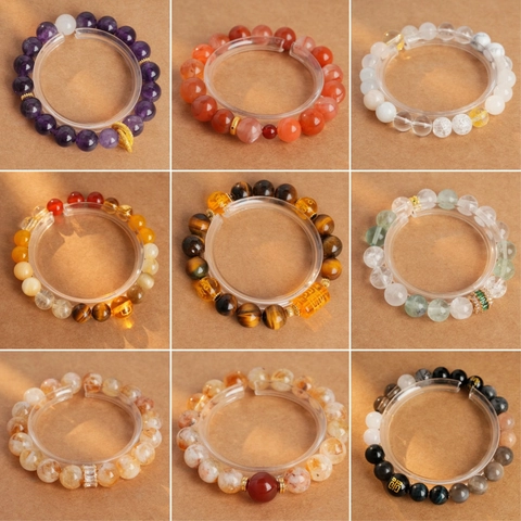 Bracciale Di Perline In Pietra Naturale Ametista Occhio Di Tigre Agata Cristallo Gioielli Retro Per Donna