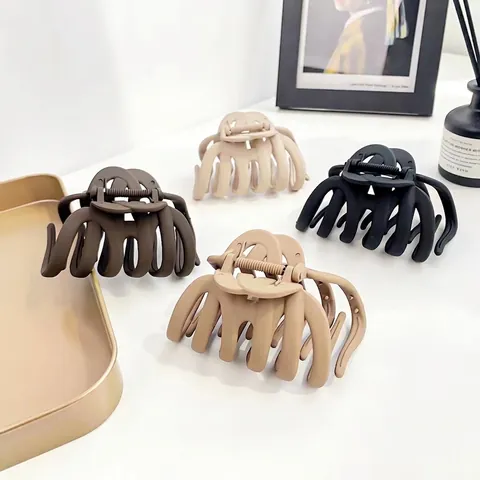 Large Matte Hair Claw Clips Solid Color Octopus Shark Hairpin Elegant Styling Accessories For Women