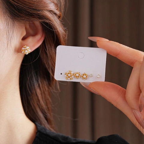 Orecchini A Fiore Con Künstliche Perle Di Imitazione Placcati In Oro Retrò Con Zircone E Perno In Argento Gioielli Eleganti Per Donna