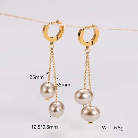 Orecchini A Cerchio Con Nappine Di Künstliche Perle In Acciaio Inossidabile Lunghi Pendenti Gioielli Eleganti Per Donne