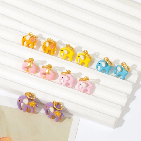 Breloques Éléphant Mignonnes Émail Coloré Alliage Pendants Animaux Pour La Fabrication De Bijoux DIY Bracelet Collier