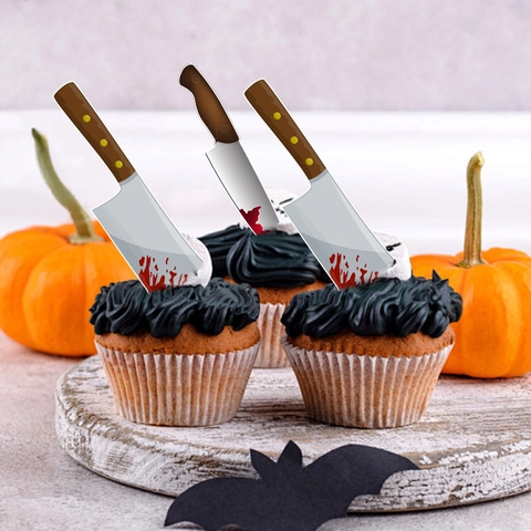 Decorazioni Per Torte Carta Design Coltello Insanguinato Halloween Horror Arredo Festa