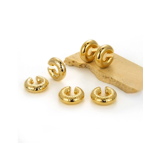 Ear Cuffs En Acier Titane En Forme De C Boucles D'oreilles Sans Perçage Pour Femmes Texture Martelée Bijoux Punk Minimalistes