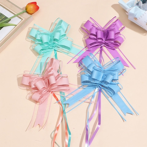 Large Organza Ribbon Pull Bows For Gift Wrapping Wedding Car Decoration Christmas Party Supplies Elegant Butterfly Knot