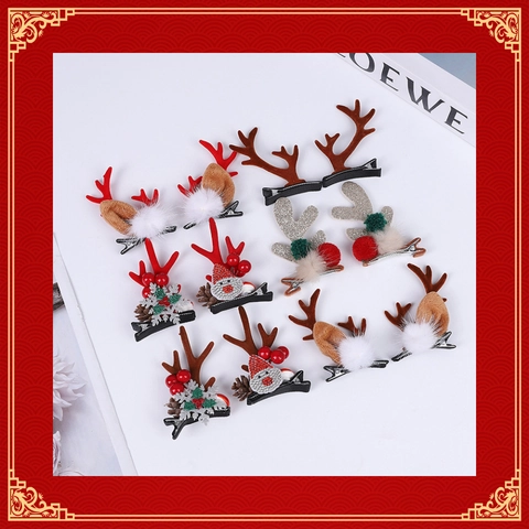 Navidad Reno Asta Pinzas Para El Cabello Felpa Fieltro Oreja Floral Pato Pines Lindo Fiesta Festiva Disfraz Tocado Mujer
