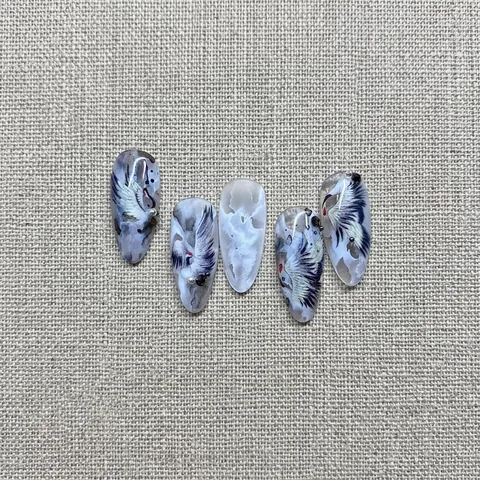 Autocollants Pour Ongles Motif Grue Traditionnelle Chinoise Décalcomanies Rétro Design De Nuages Décoration Adhésive