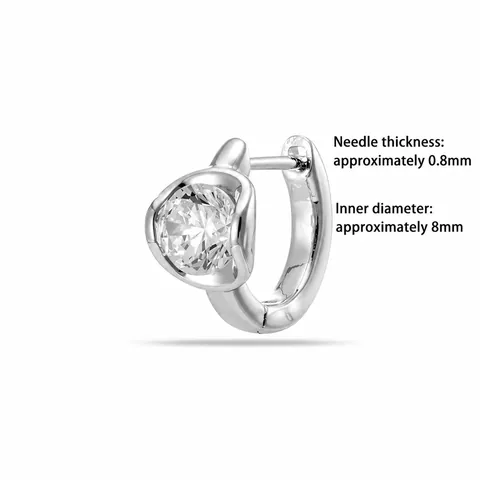 Boucle d'Oreille de Piercing en Cuivre Minimaliste avec Strass Unisexe Quotidien Aiguille Droite Créole Géométrique Accessoire