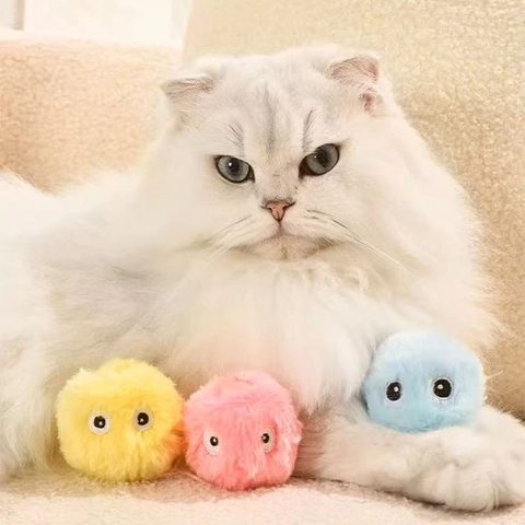 Interactive Cat Toy Gravity Sounding Ball Simulated Animal Bird Frog Cricket Sounds With Catnip Touch Sensitive Fun