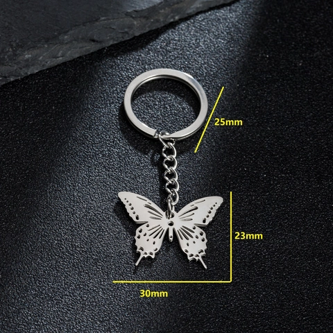 Llavero De Mariposa De Acero Inoxidable Calado Colgante Minimalista Para Coche Mochila Accesorio Versátil
