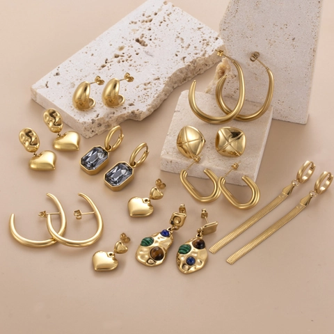 Orecchini In Acciaio Inossidabile Placcato Oro Per Donna Minimalisti Geometrici Cuore Nappa Forma C Gioielli Regalo