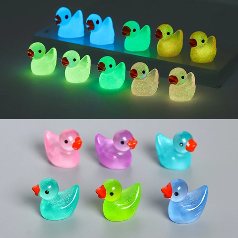 Mini Leuchtende Enten Figuren Harz Leuchten Im Dunkeln Ente Mikrolandschaft Dekoration DIY Schmuckherstellung Handwerk Ornamente