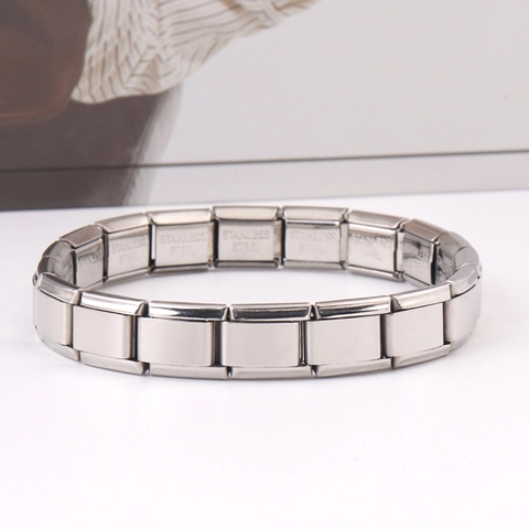 Italian Charm Bracelet Stainless Steel Modular Link DIY Stretchable Minimalist Jewelry For Men Women