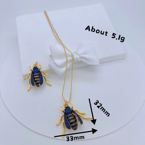 Collana Pendente Insetto Rame Zircone Incastonato Ape Scarabeo Gioielli Di Tendenza Per Donne