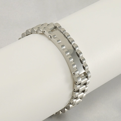 Pulsera De Eslabones De Correa De Reloj De Acero Inoxidable Para Hombre Chapado En Oro De 18K Estilo Hip Hop Joyería
