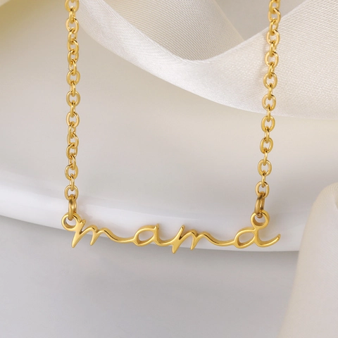 Mama Necklace Stainless Steel Script Letter Pendant Mother's Day Gift Simple Fashion Women Jewelry