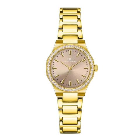 IBSO Mode Damen Quarzuhr Edelstahl Massivband Strass Lünette Mineralglas 30M Wasserdicht Elegante Armbanduhr Schmuck Geschenk