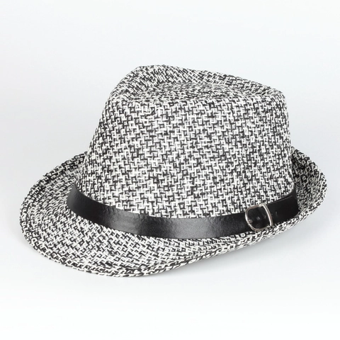 Paper Straw Fedora Hat Panama Style Breathable Sun Protection Beach Travel British Retro Jazz For Men Women Leather Band Metal Buckle