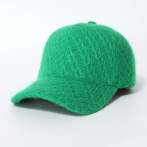 Cappello Da Baseball In Peluche A Maglia Con Motivo A Rombi Caldo Spesso Autunno Inverno Berretto Casual Outdoor