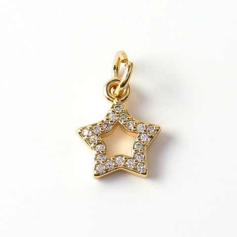 Ciondoli Stella In Ottone Placcati Oro Micro Zirconia Per Creazione Di Gioielli DIY Collana Orecchini Accessorio Lucido Piccolo