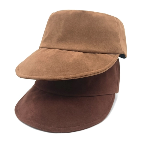 Gorra Militar Vintage De Gamuza Para Mujer Gorra Plana Retro Ajustable Moda Color Sólido Otoño Invierno