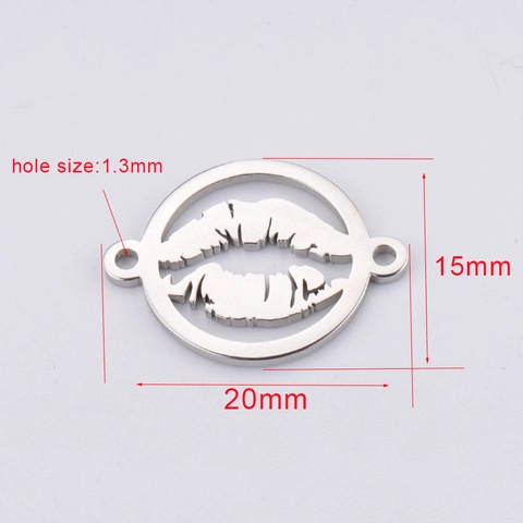 Conector De Colgante De Labios De Beso Hueco Acero Inoxidable 304 Pulido Espejo Fornituras Joyería DIY Para Collar Pulsera