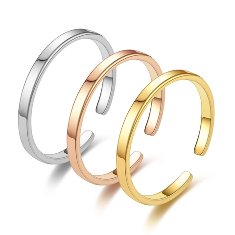 Anello Aperto in Acciaio al Titanio Minimalista per Donna Uomo Regolabile Lucido Geometrico Anello da Dito Gioielli Accessorio