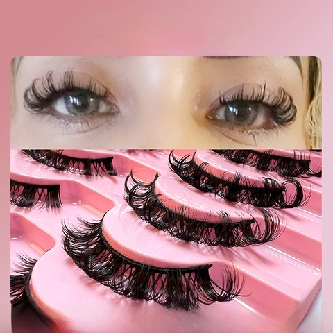 Russian Strip Eyelashes DD Curl Faux Mink False Eyelashes Voluminous Natural Layered Reusable Eye Makeup Beauty Tools