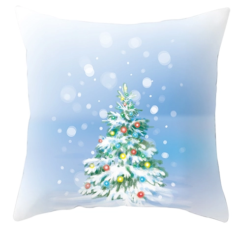 Housse De Coussin De Noël Motif Flocon De Neige Bonhomme De Neige Polyester Peau De Pêche Carrée Décoration Hiver