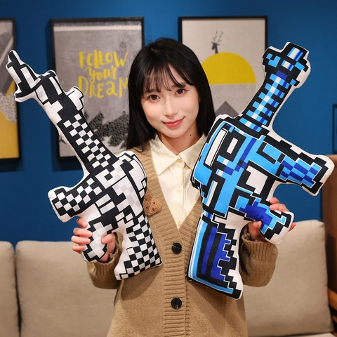Pixel Art Pistole Plüschtier Weiches Stofftier Kissen Neuheit 8-Bit Stil Deko Puppe Für Spielefans