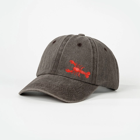 Cappellino Da Baseball Lavato Vintage Con Ricamo Aragosta Rossa Cappello Da Sole Retro Regolabile Per Uomo Donna