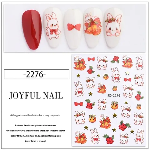 Autocollants Ongles Noël Auto-Adhésifs Père Noël Renne Flocon De Neige Lapin DIY Décoration Art Des Ongles Festif