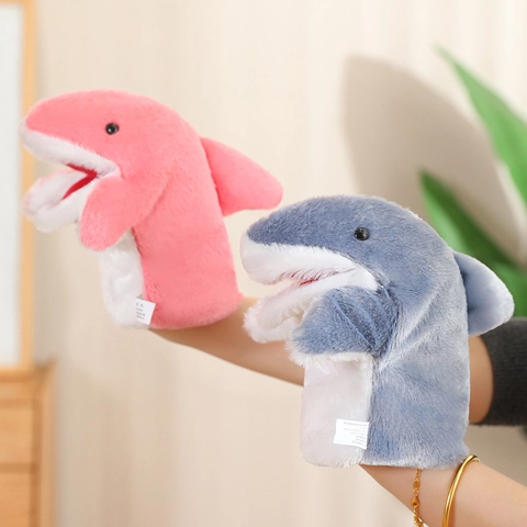 Hai Handpuppe Plüschtier Weich Beweglicher Mund Tiergeschichten Bauchreden Puppe Für Kinder Interaktion