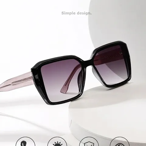 Square Sunglasses Oversized Fashion Retro Gradient Lens UV400 Plastic Metal Frame For Women Men