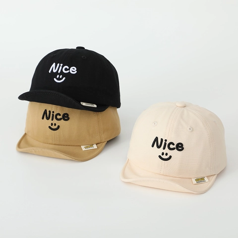 Cappello Da Baseball In Cotone Per Bambini Tesa Morbida Ricamo Nice Smiley Protezione Solare Regolabile