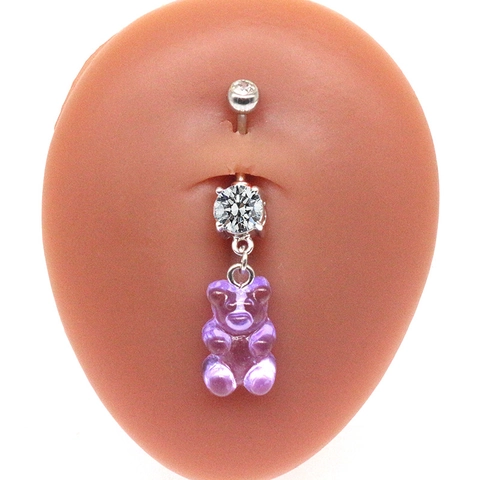 316L Stainless Steel Gummy Bear Belly Ring For Women Rhinestone Animal Navel Piercing Jewelry Resin Bear Navel Ring