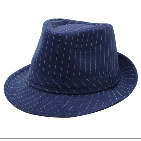Gestreifter Fedora Hut Vintage Britischer Stil Jazz Kappe Baumwolle Polyester Mischung Sonnenschutz Für Herren Und Damen