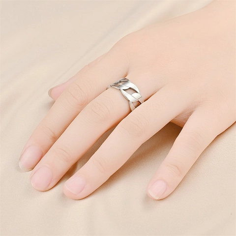 Titanium Steel Hollow Chain Link Ring For Men Women Unisex Punk Cuban Link Band Ring Minimalist Personalized Jewelry Gift